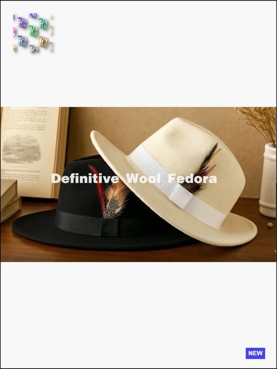 Wool Felt Wide Brim Fedora Hat with Adjustable Drawstring LADYBRO Fedora Hats for Women Wide Brim Hat, Incld 3 Decor  main image 3